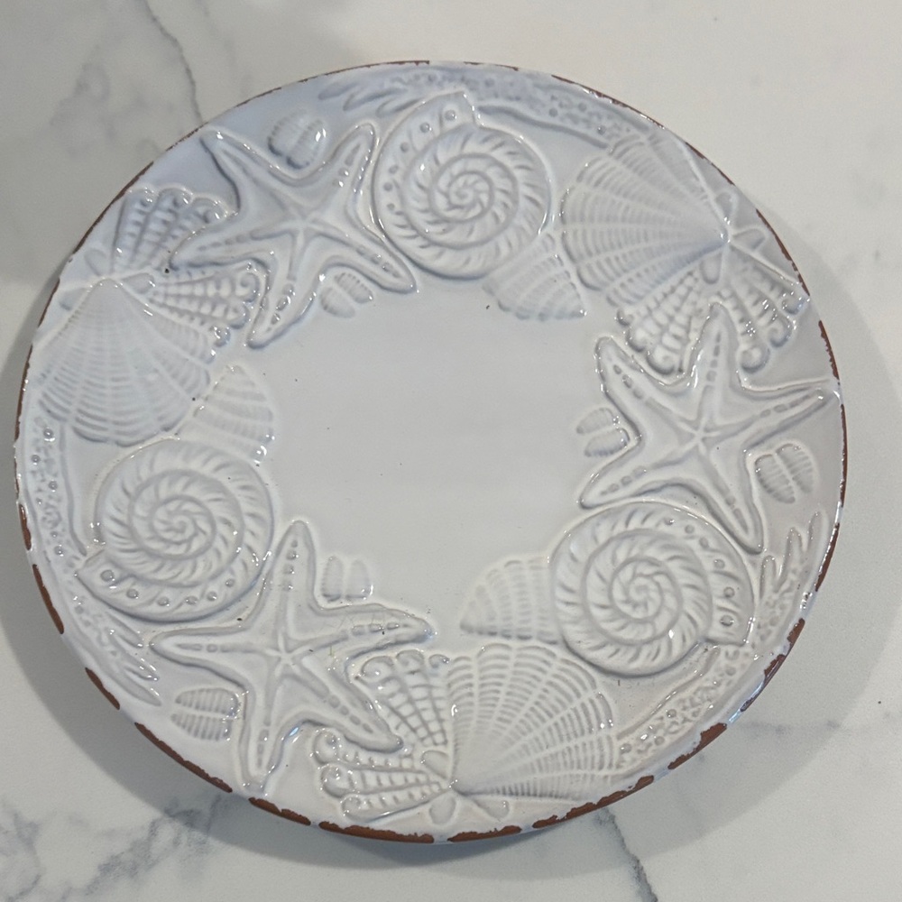 Mud Pie White Coastal Dinner Plate